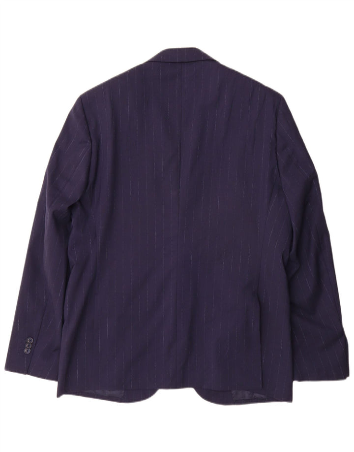 Boggi Mens 2 Button Blazer Jacket IT 52 XL Navy Blue Pinstripe Wool