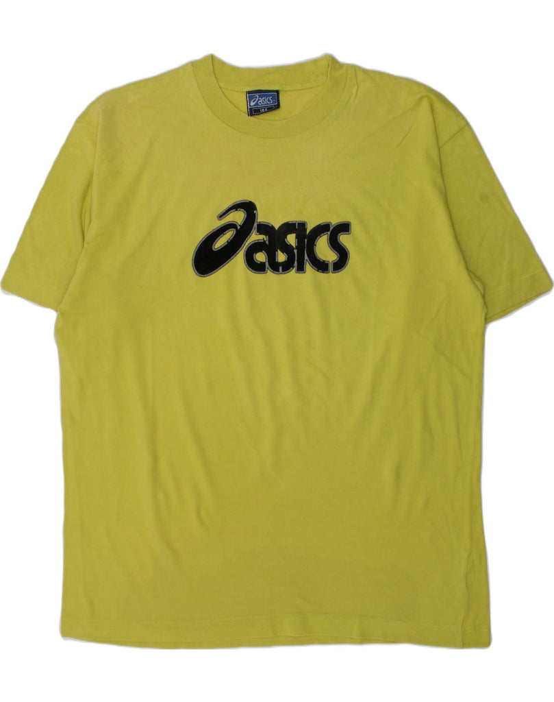 ASICS Boys Graphic T-Shirt Top 13-14 Years Green Cotton | Vintage Asics | Thrift | Second-Hand Asics | Used Clothing | Messina Hembry 