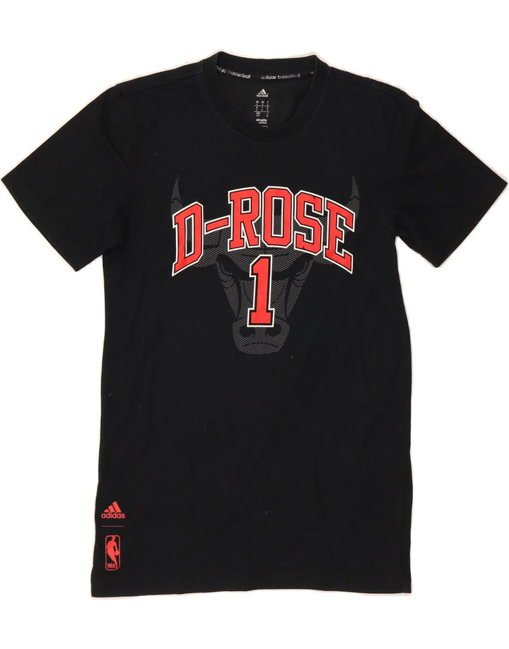 ADIDAS Mens D-Rose Graphic T-Shirt Top Small Black Cotton Vintage Adidas and Second-Hand Adidas from Messina Hembry 