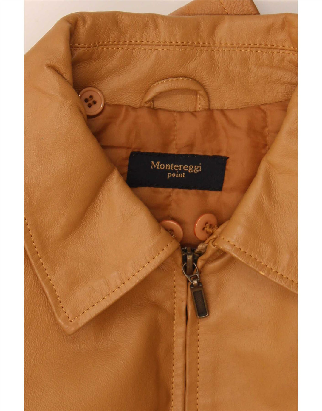 Montereggi Womens Leather Jacket UK 14 Large Beige Leather