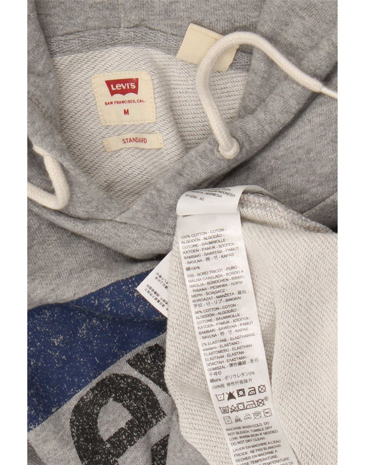 Levi's Mens Standard Graphic Hoodie Jumper Medium Grey Cotton