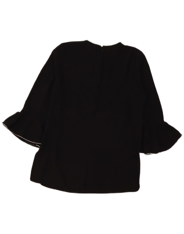 Zara Womens 3/4 Sleeve Blouse Top UK 16 Large Black Polyester