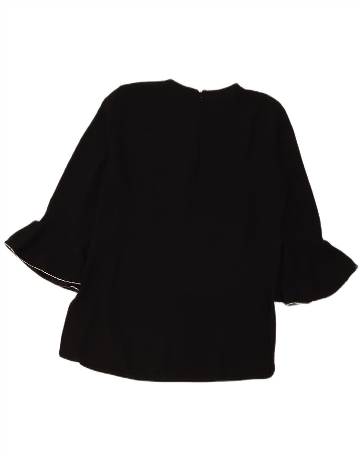 Zara Womens 3/4 Sleeve Blouse Top UK 16 Large Black Polyester