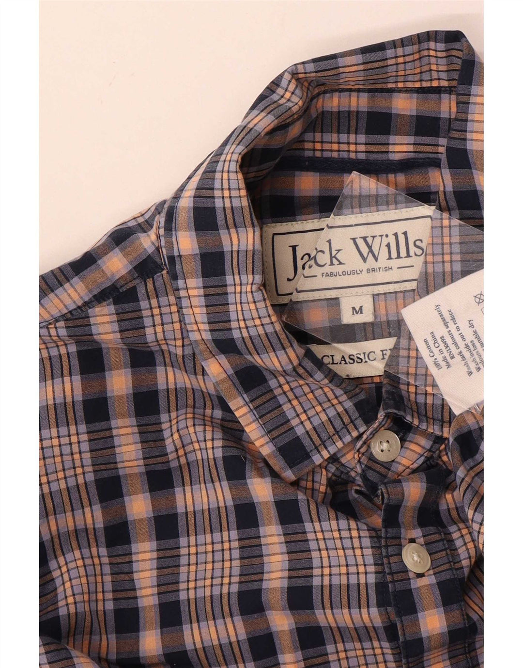 Jack Wills Mens Classic Fit Shirt Medium Blue Check Cotton