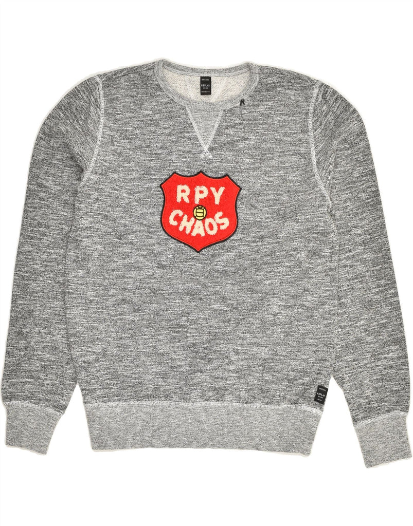 REPLAY Boys Graphic Sweatshirt Jumper 13-14 Years Grey Cotton | Vintage Replay | Thrift | Second-Hand Replay | Used Clothing | Messina Hembry 