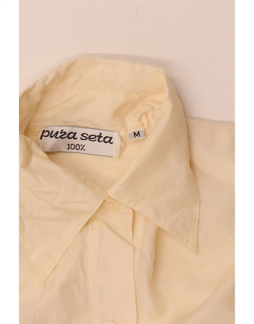 Vintage Womens Shirt Blouse UK 12 Medium Beige Silk