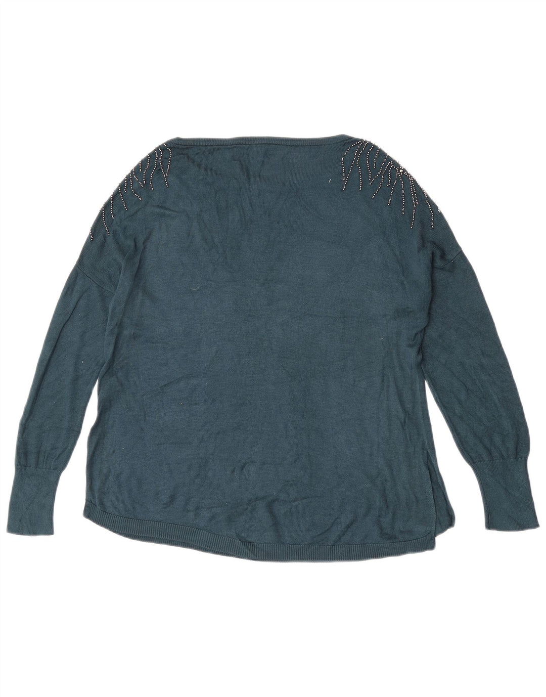Oasis Womens Oversized Boat Neck Jumper Sweater UK 10 Small Blue Viscose