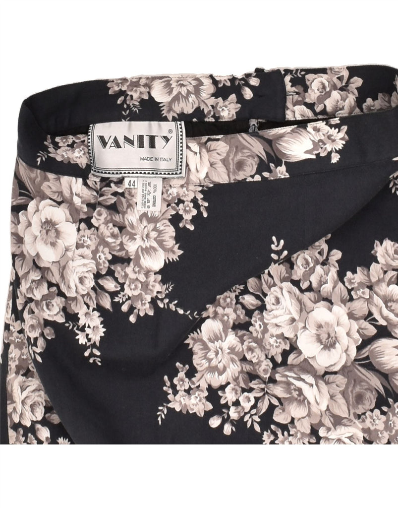 VANITY Womens Pencil Skirt IT 44 Medium W28 Black Floral Cotton Vintage Vanity and Second-Hand Vanity from Messina Hembry 