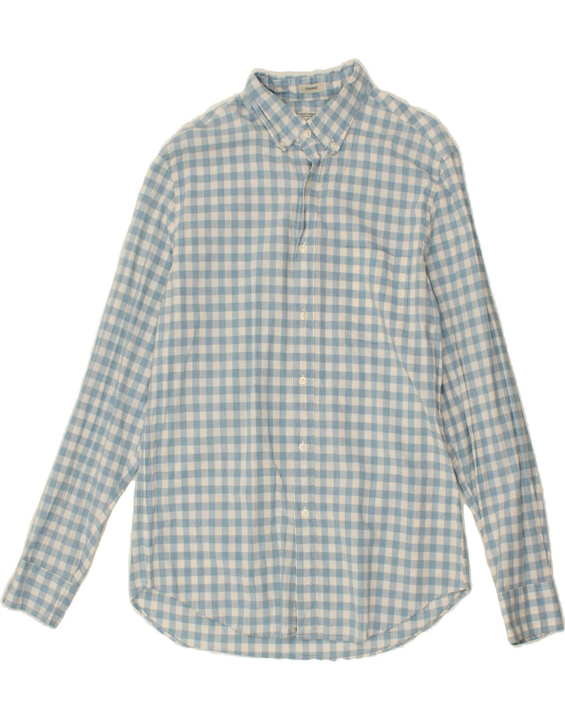 J. CREW Mens Classic Fit Shirt Medium Blue Gingham Cotton Vintage J. Crew and Second-Hand J. Crew from Messina Hembry 