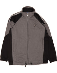 ASICS Mens Graphic Tracksuit Top Jacket Small Grey Colourblock