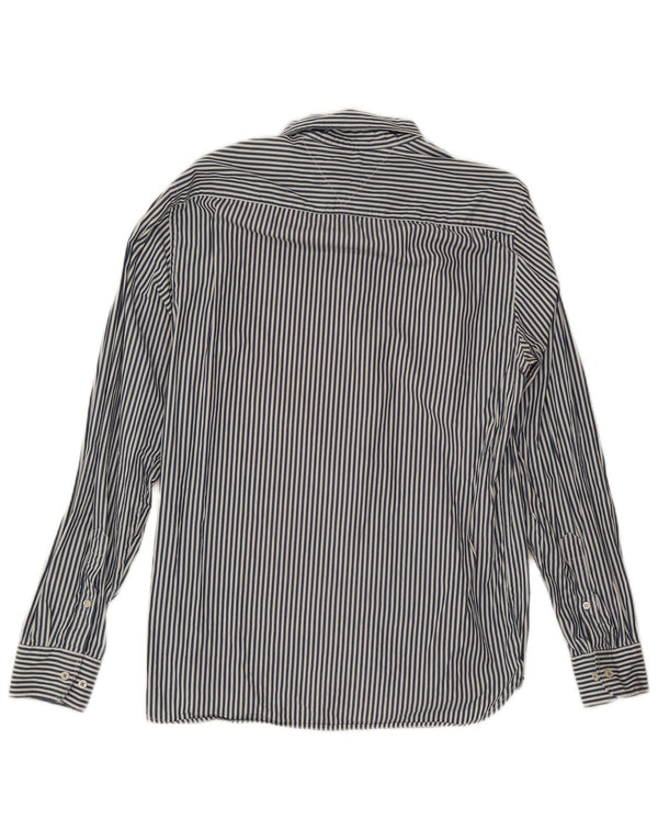 Tommy Hilfiger Mens New York Fit Shirt Medium Navy Blue Pinstripe Cotton
