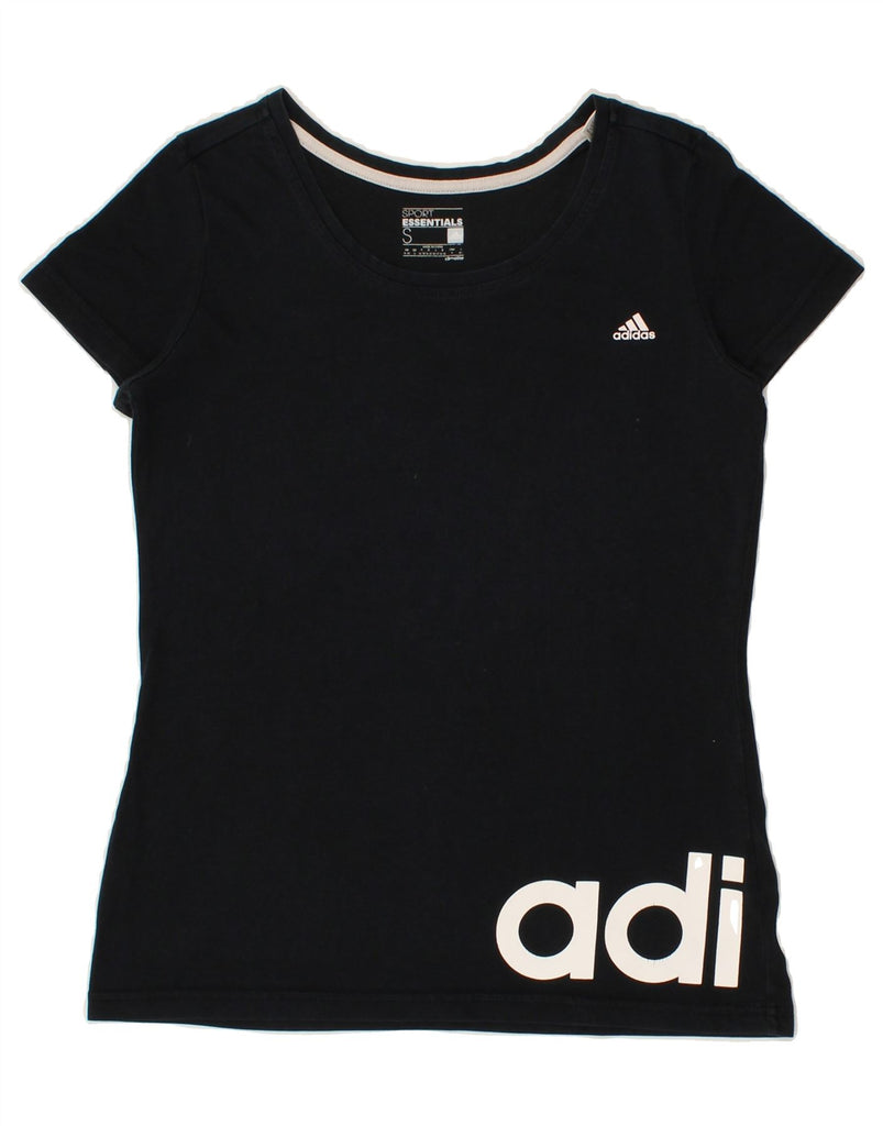 ADIDAS Womens Climalite Graphic T-Shirt Top UK 8/10 Small Black Cotton | Vintage Adidas | Thrift | Second-Hand Adidas | Used Clothing | Messina Hembry 