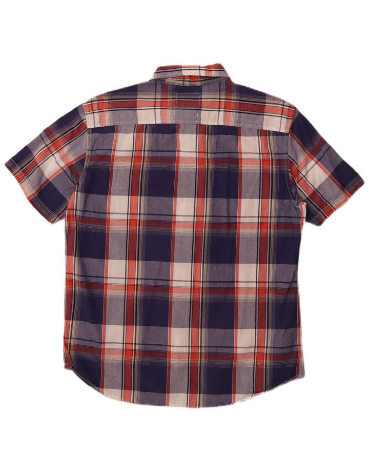 Angelo Litrico Mens Short Sleeve Slim Fit Shirt Size 43/44 XL Blue Check