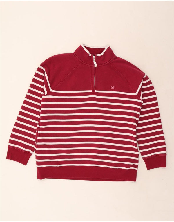 CREW CLOTHING Womens Sweatshirt Jumper UK 16 Large Burgundy Striped