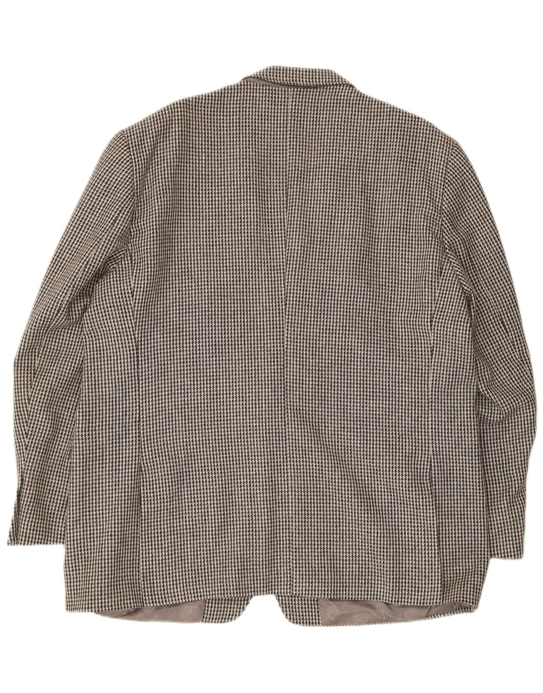 Vintage Mens 2 Button Blazer Jacket UK 40 Large Grey Houndstooth Wool