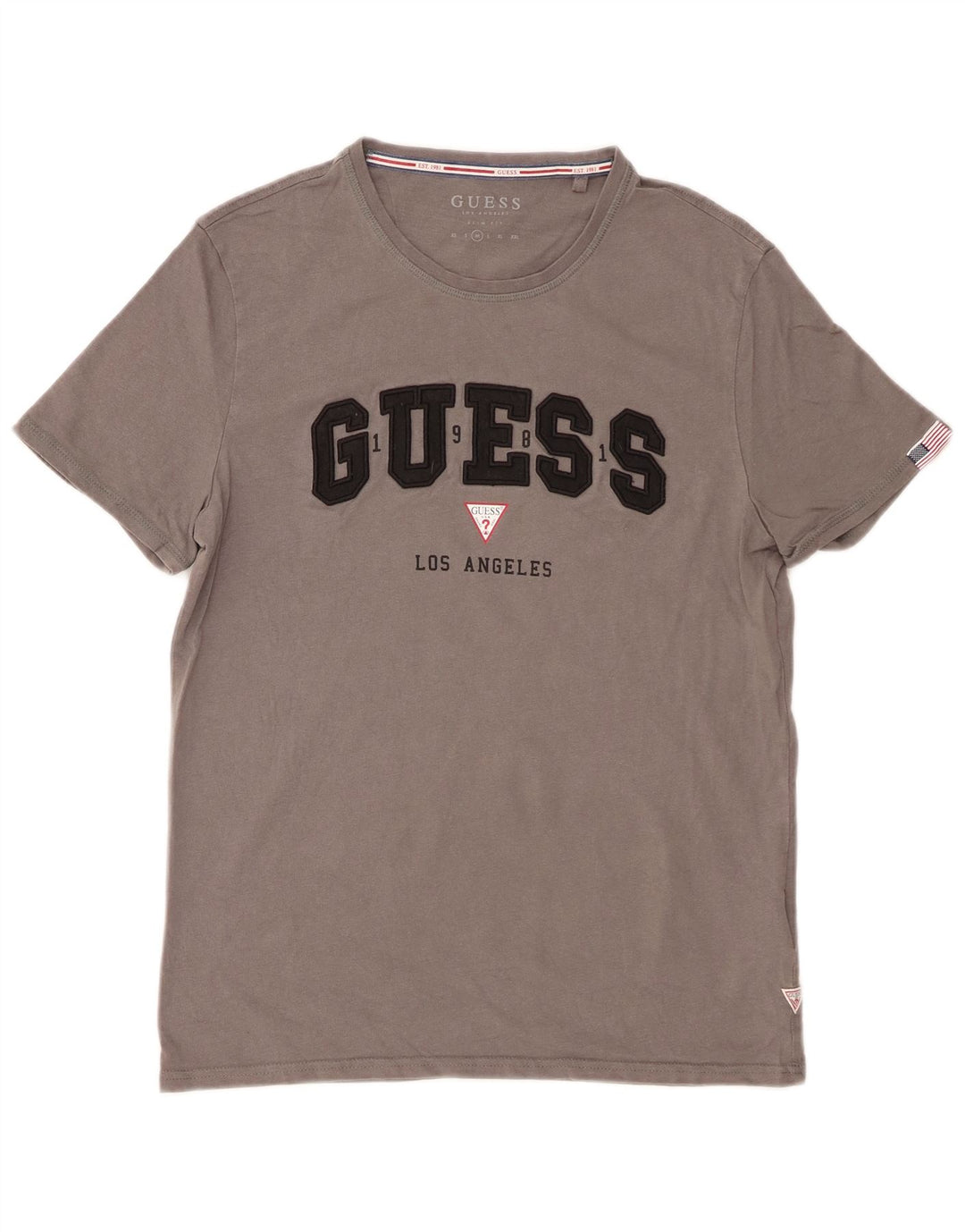 Guess Mens Slim Fit Graphic T-Shirt Top Medium Grey Cotton