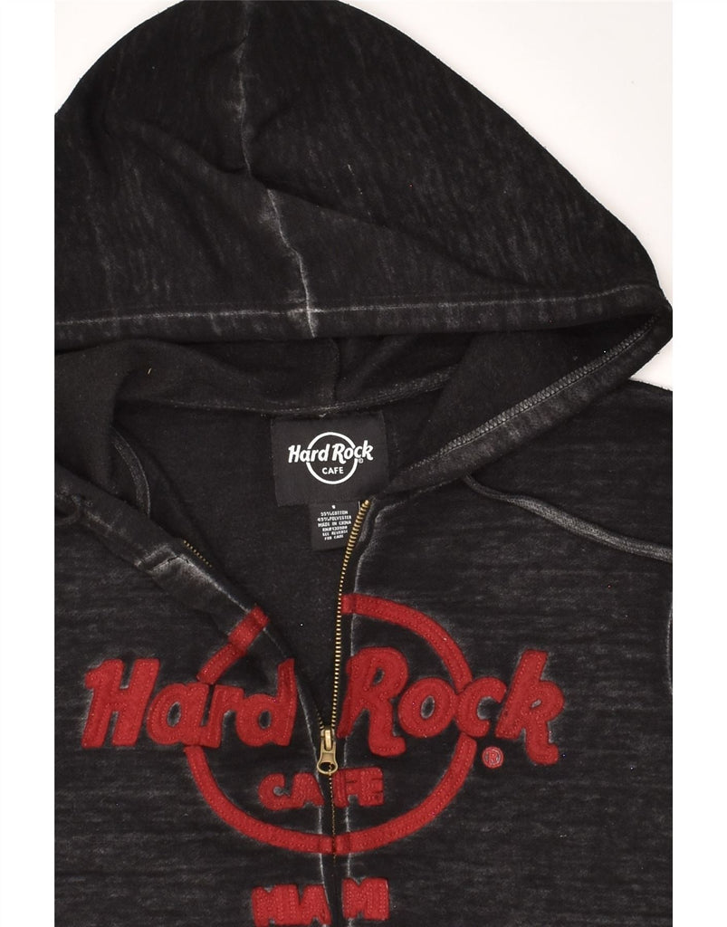 HARD ROCK CAFE Mens Miami Graphic Zip Hoodie Sweater Small Black Cotton | Vintage Hard Rock Cafe | Thrift | Second-Hand Hard Rock Cafe | Used Clothing | Messina Hembry 