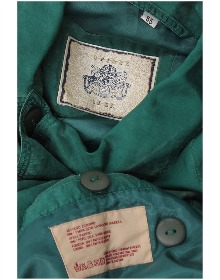 Vintage Mens Bomber Jacket IT 56 3XL Green Silk