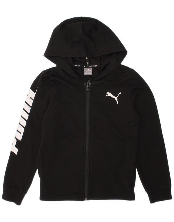 Puma Boys Graphic Zip Hoodie Sweater 5-6 Years Black Cotton