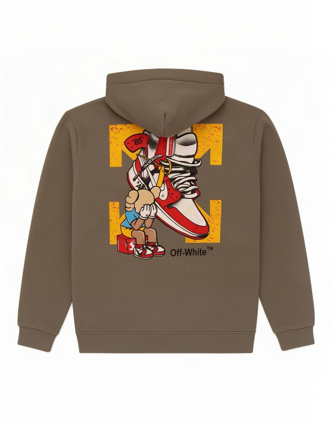 Off-White Mens Graphic Hoodie Jumper 2XL Khaki