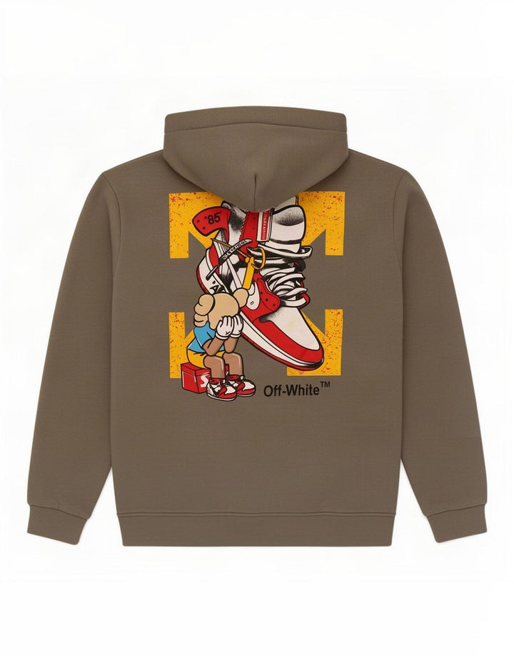 Off-White Mens Graphic Hoodie Jumper 2XL Khaki