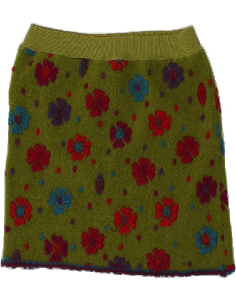 VINTAGE Womens Straight Skirt W34 Large  Green Floral Vintage Vintage and Second-Hand Vintage from Messina Hembry 