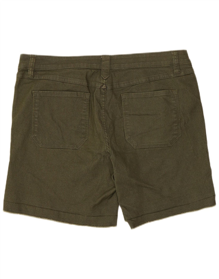 PRANA Womens Denim Shorts US 12 Large L34  Khaki Cotton