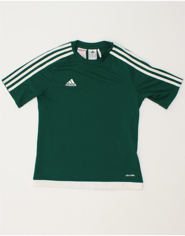 ADIDAS Boys T-Shirt Top 11-12 Years Green Polyester Vintage Adidas and Second-Hand Adidas from Messina Hembry 