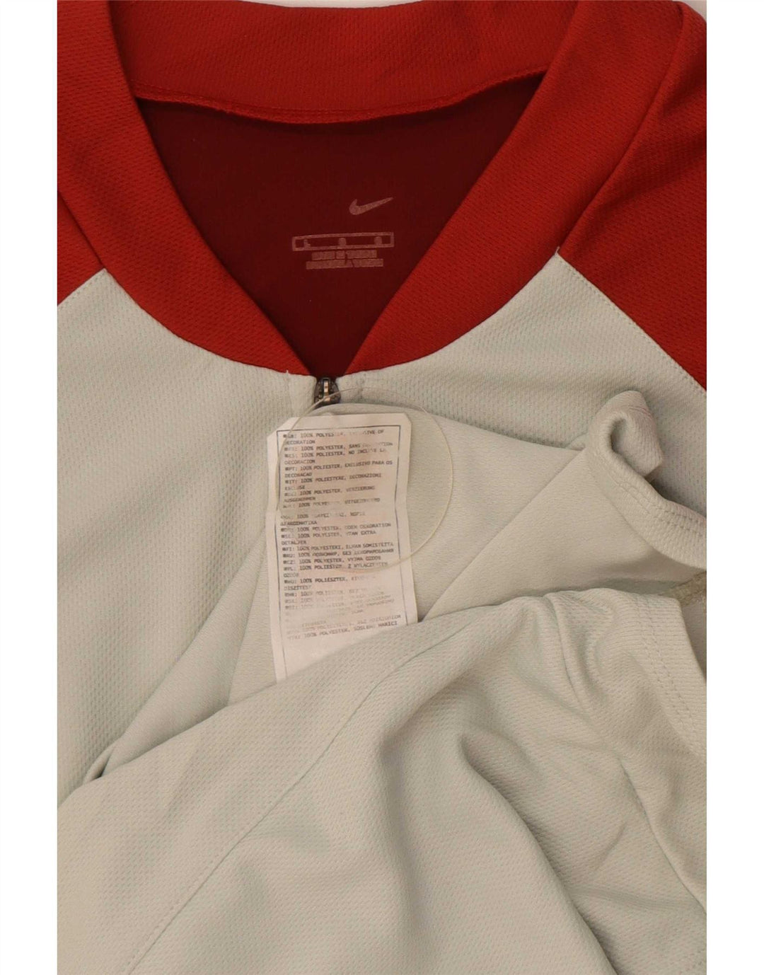 Nike Mens Zip Neck T-Shirt Top Large Grey Colourblock Polyester