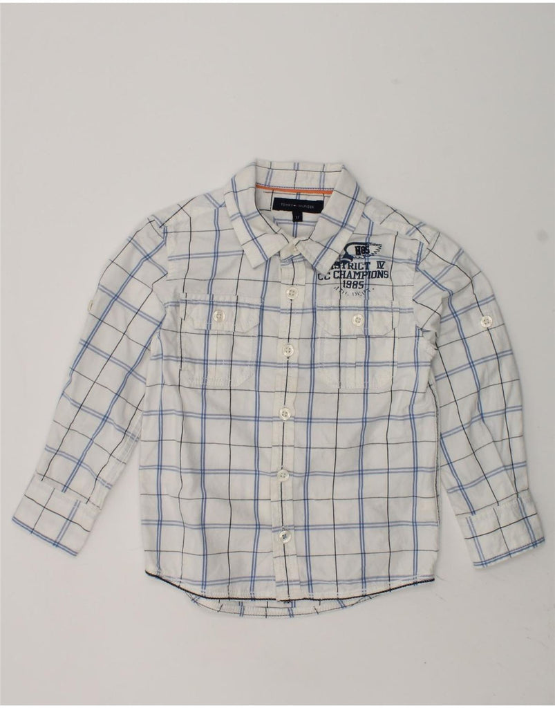 TOMMY HILFIGER Boys Graphic Shirt 2-3 Years White Check Cotton | Vintage Tommy Hilfiger | Thrift | Second-Hand Tommy Hilfiger | Used Clothing | Messina Hembry 