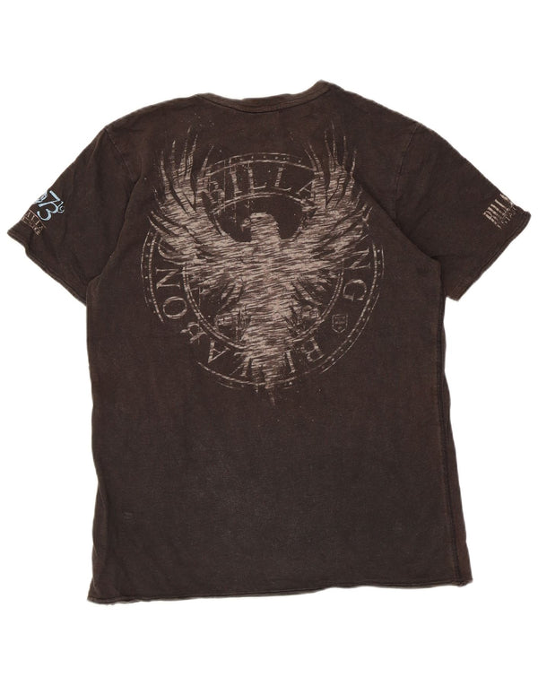 Billabong Mens Slim Fit Graphic T-Shirt Top Medium Brown Cotton