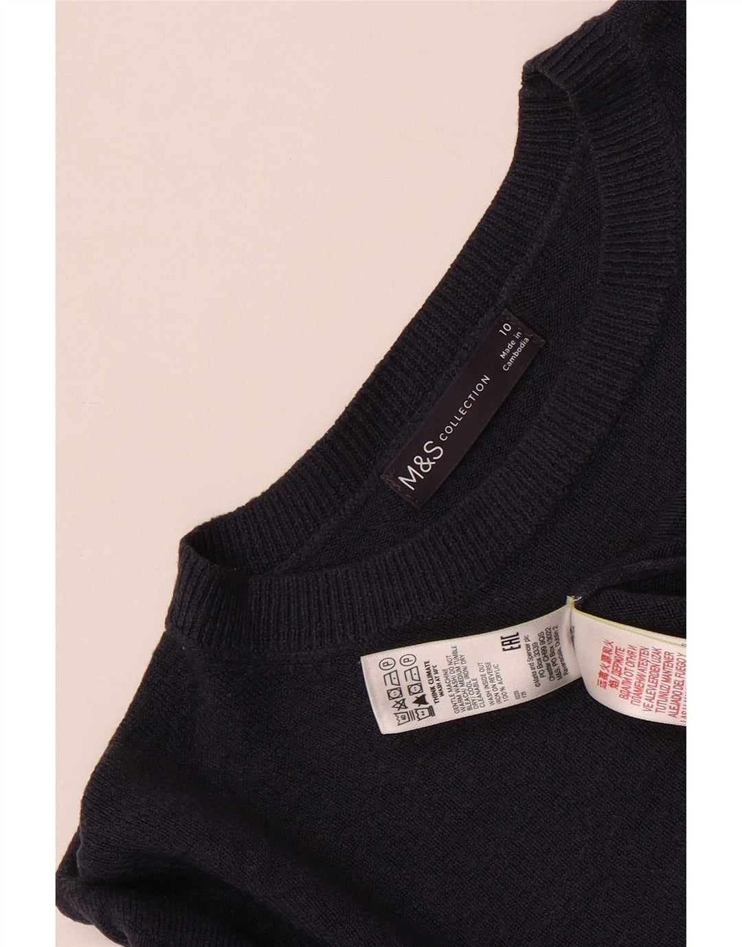 Marks & Spencer Womens Crew Neck Jumper Sweater UK 10 Small Navy Blue