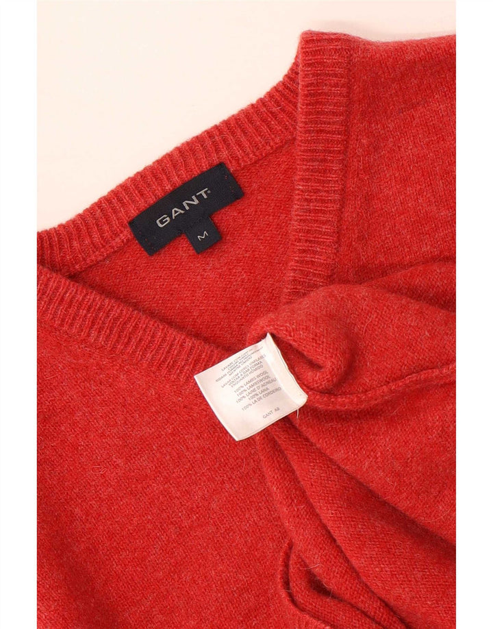 Gant Mens V-Neck Jumper Sweater Medium Red Wool
