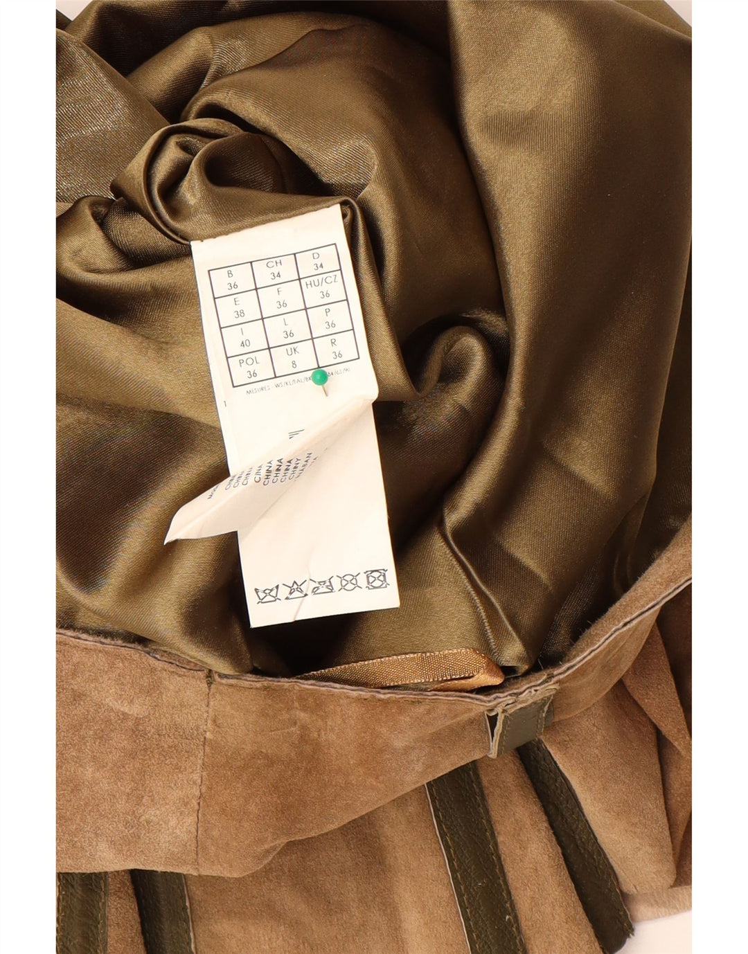 Promod Womens Suede A-Line Skirt UK 8 Small W28  Beige Leather