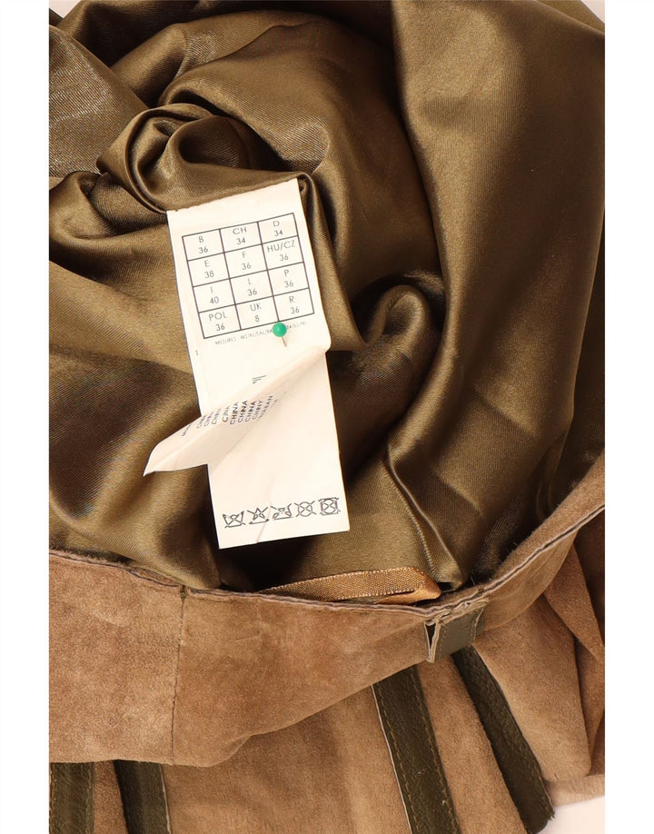 Promod Womens Suede A-Line Skirt UK 8 Small W28  Beige Leather