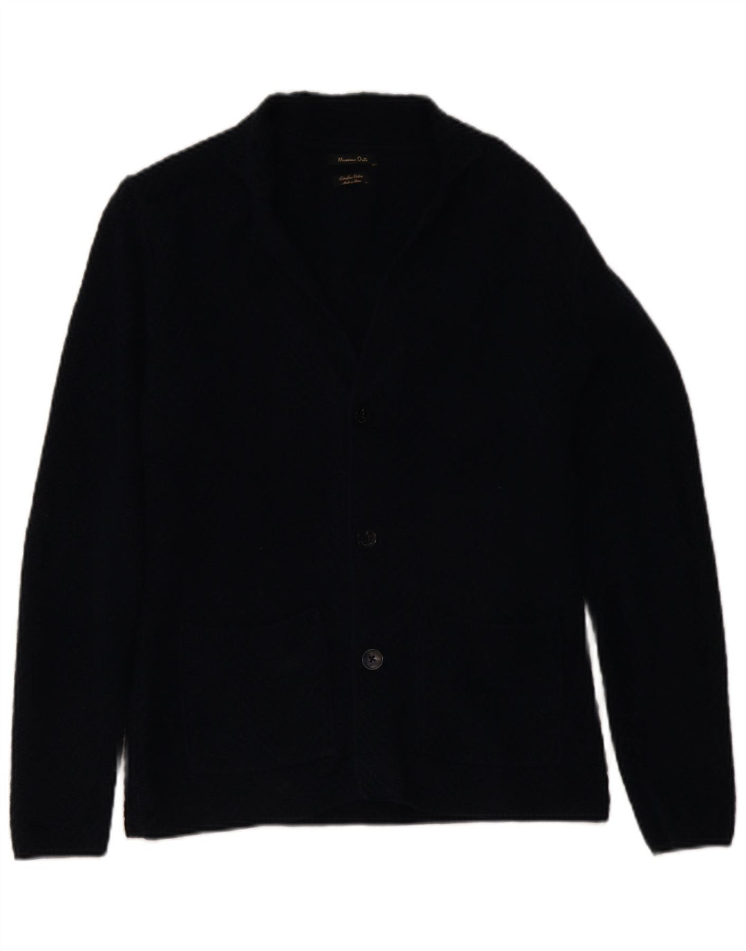 Massimo Dutti Mens Cardigan Sweater Medium Navy Blue Cotton