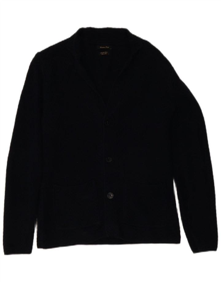 Massimo Dutti Mens Cardigan Sweater Medium Navy Blue Cotton