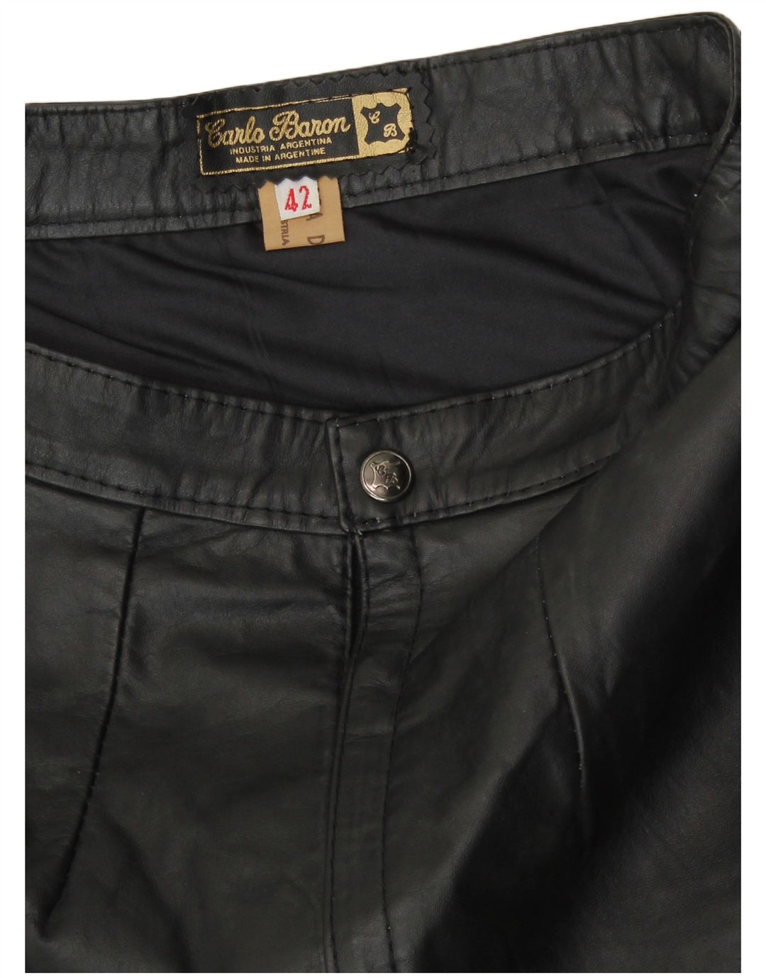 Vintage Womens High Waist Leather Skirt EU 42 Large Black Leather