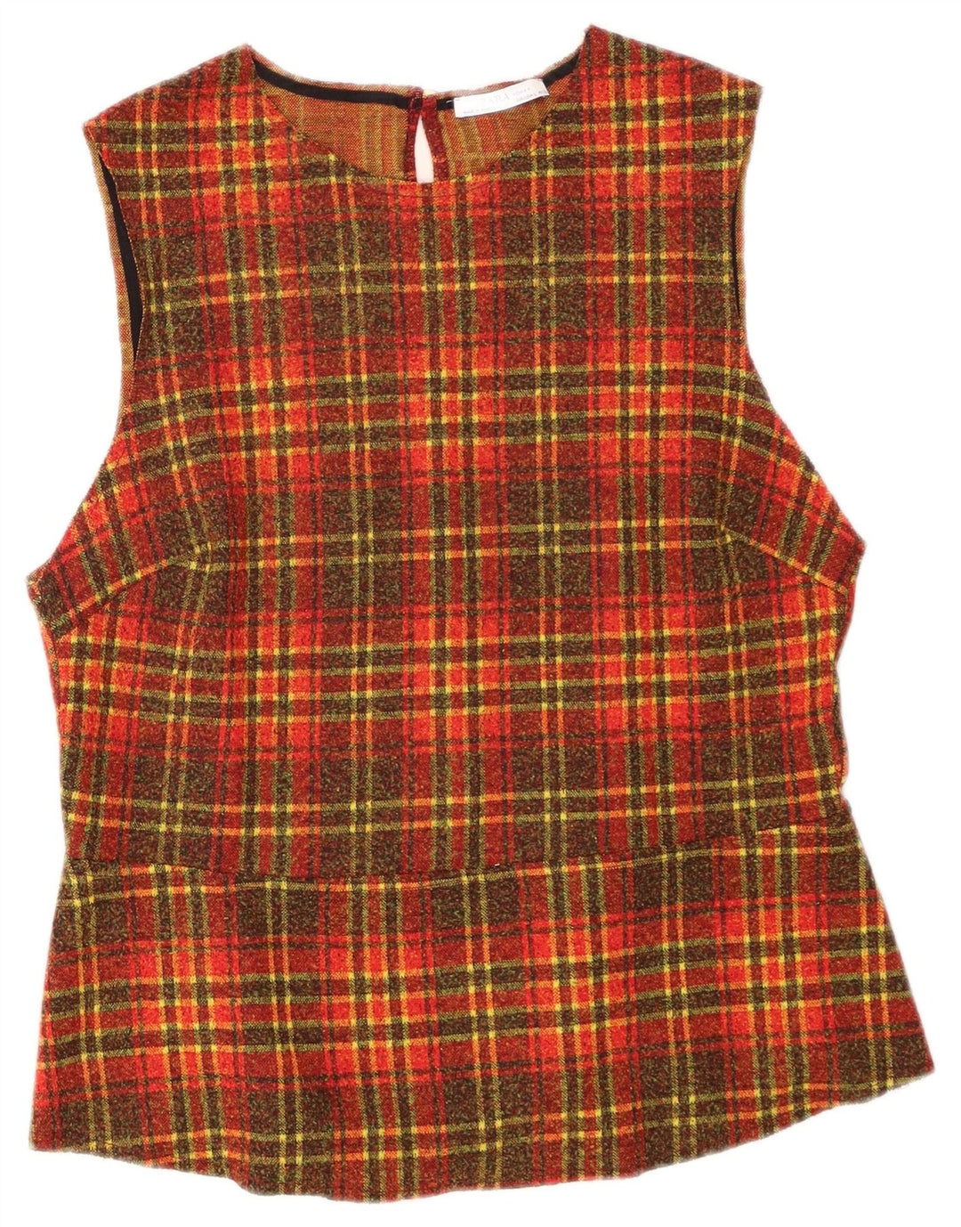 Zara Womens Sleeveless Blouse Top UK 14 Large Orange Check Polyester