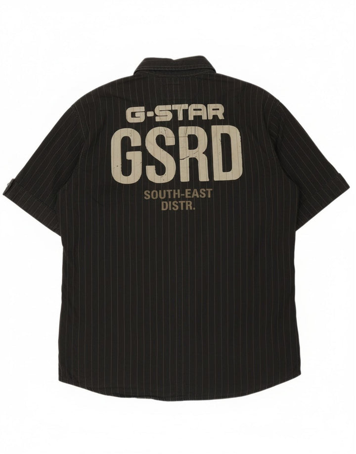 G-Star Mens Graphic Short Sleeve Shirt XL Black Pinstripe Cotton