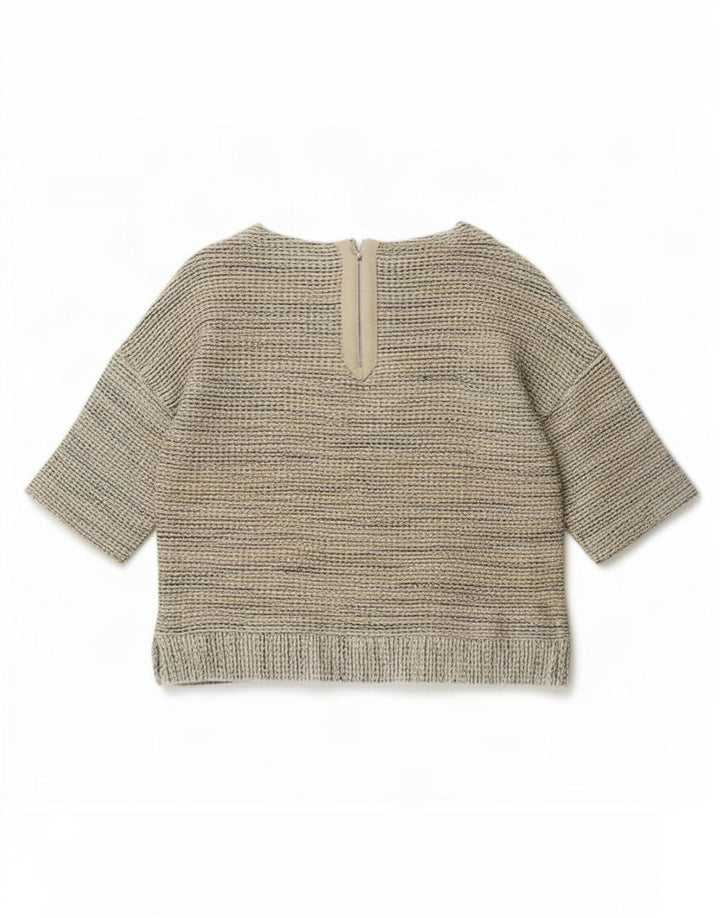 Massimo Dutti Womens Oversized Blouse Top UK 10 Small Beige Flecked Cotton