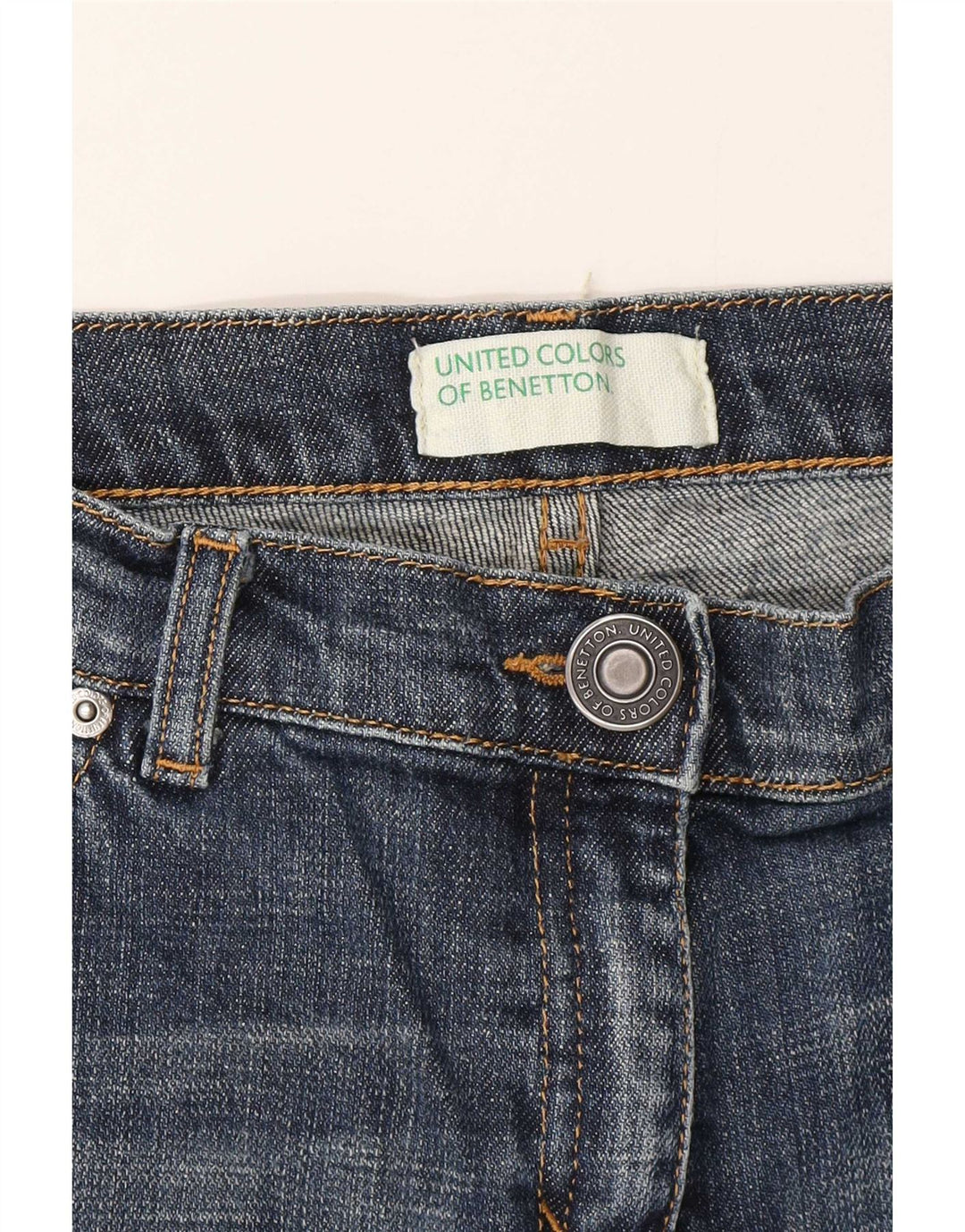 Benetton Womens Crop Straight Jeans W32 L25 Blue