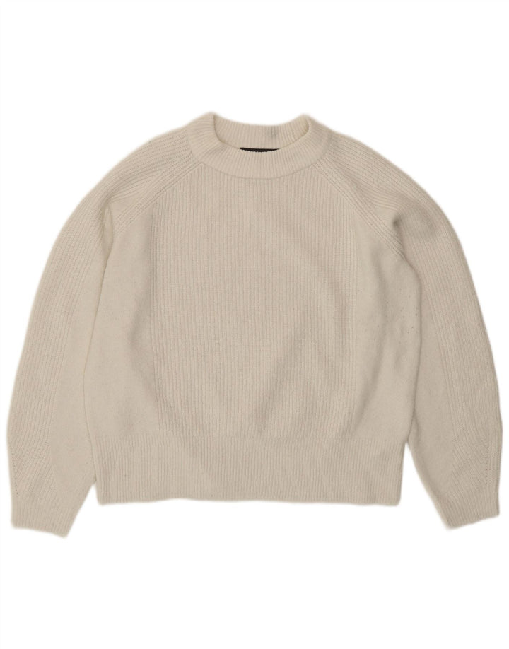 Marks & Spencer Womens Crew Neck Jumper Sweater UK 14 Medium White Acrylic