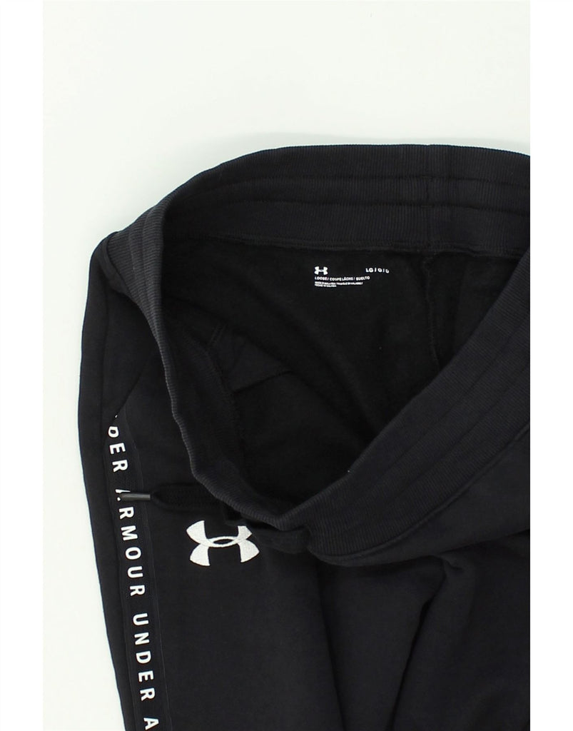 UNDER ARMOUR Mens Graphic Tracksuit Trousers Joggers Large Black Cotton | Vintage Under Armour | Thrift | Second-Hand Under Armour | Used Clothing | Messina Hembry 