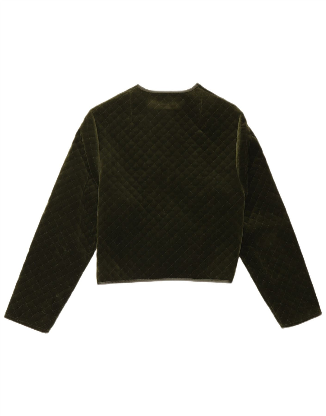 Vintage Womens Open Quilted Blazer Jacket UK 14 Medium Khaki