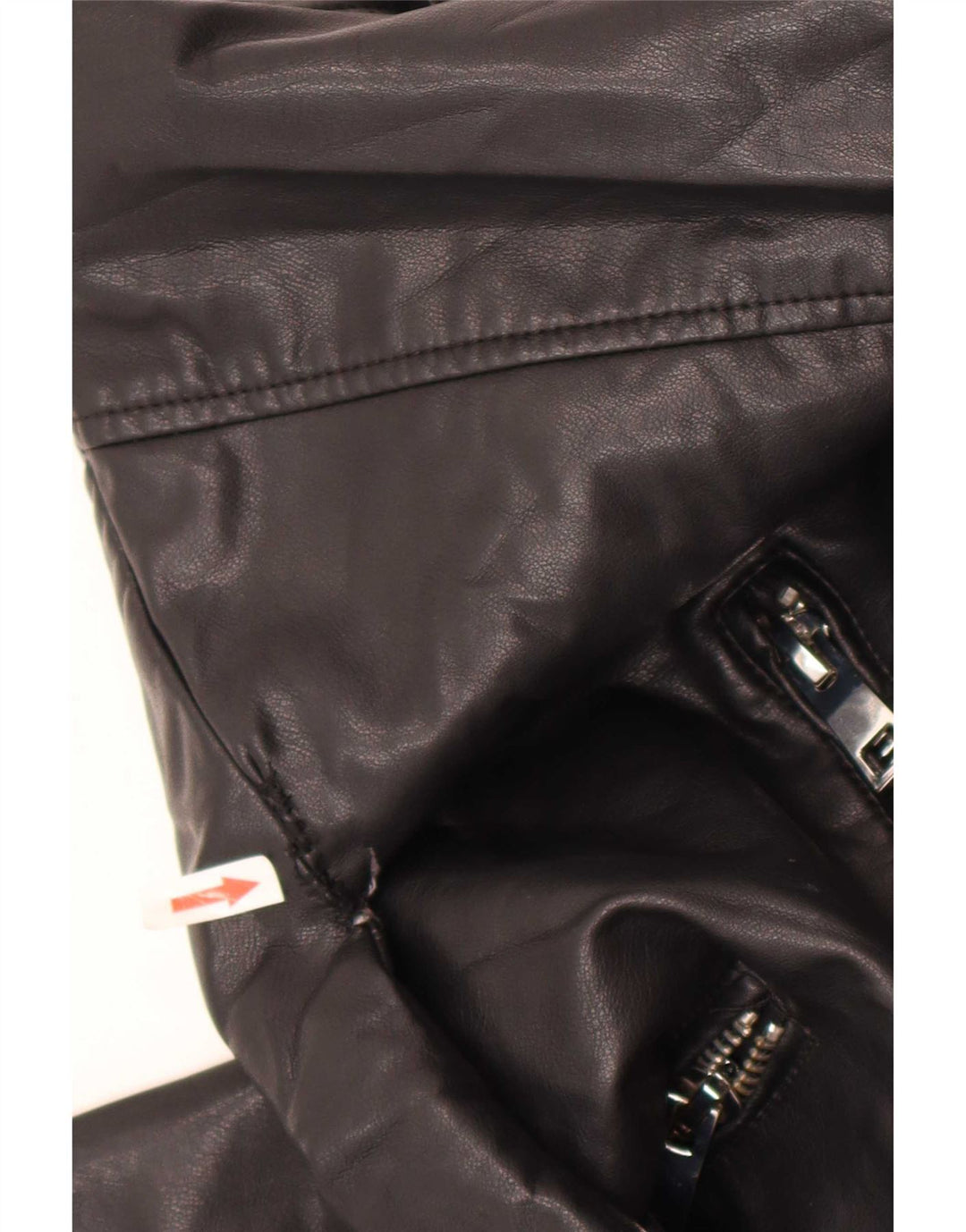 Zara Womens Oversized Faux Leather Biker Jacket UK 10 Small Black Polyester