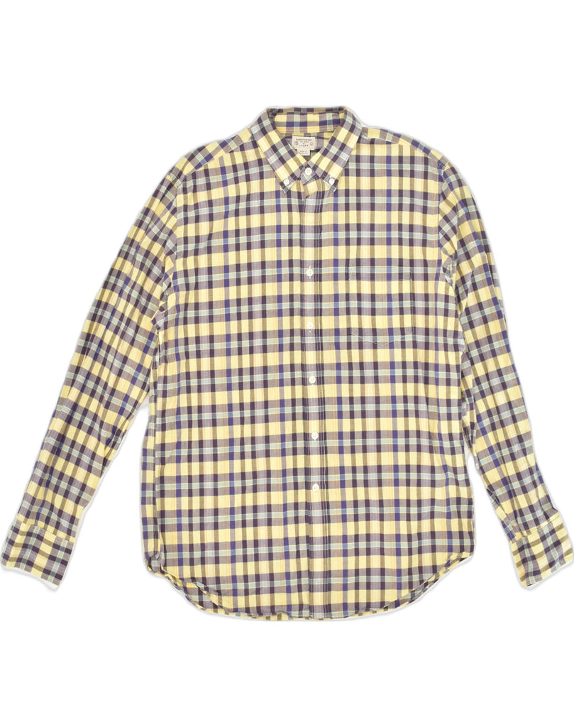 J. CREW Mens Shirt Large Yellow Check Cotton | Vintage J. Crew | Thrift | Second-Hand J. Crew | Used Clothing | Messina Hembry 