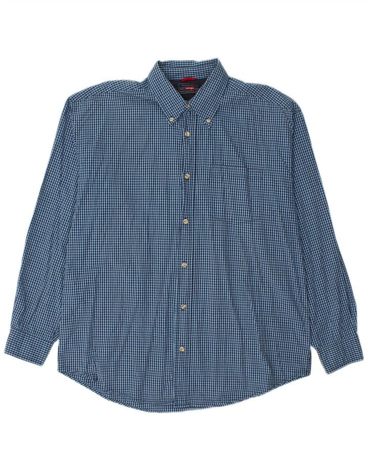 Wrangler Mens Shirt Large Blue Check Cotton