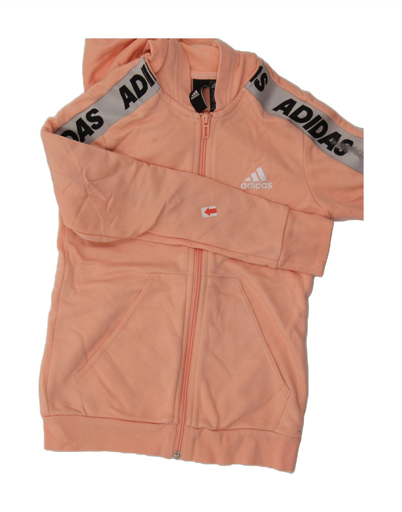 ADIDAS Girls Graphic Zip Hoodie Sweater 9-10 Years  Pink Colourblock Vintage Adidas and Second-Hand Adidas from Messina Hembry 