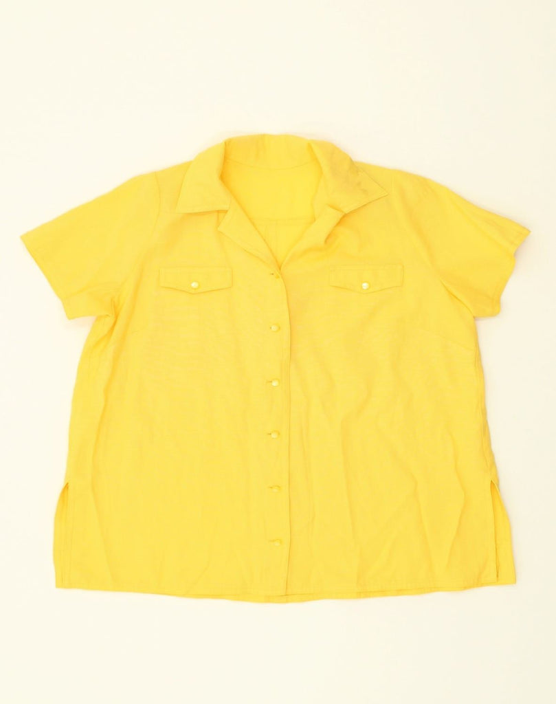 VINTAGE Womens Short Sleeve Shirt UK 18 XL Yellow Linen | Vintage Vintage | Thrift | Second-Hand Vintage | Used Clothing | Messina Hembry 